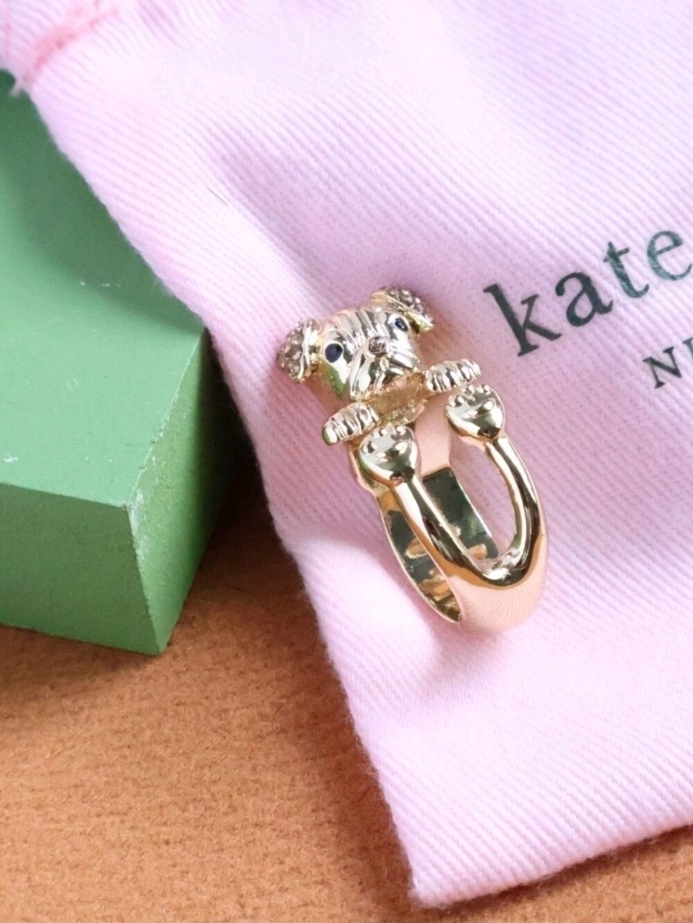 NWT Kate Spade New York Gold Puppy Wrap Ring Size 7